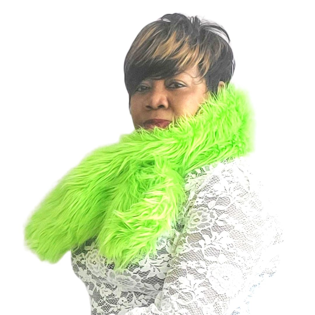 Soft Lime Green Faux Fur Pull Through Scarf