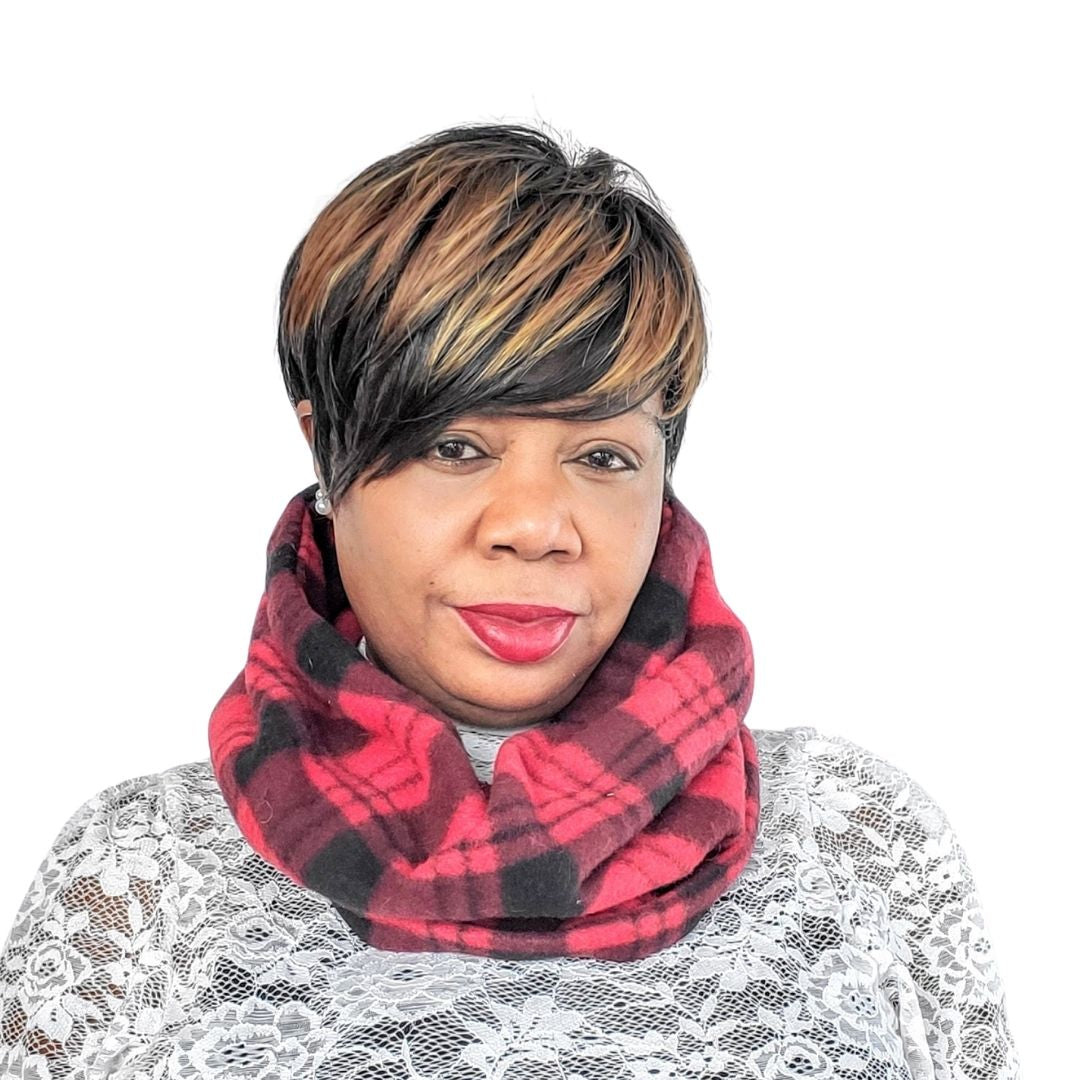 Red and Black Plaid Fleece Infinity Scarf/Neck Warmer