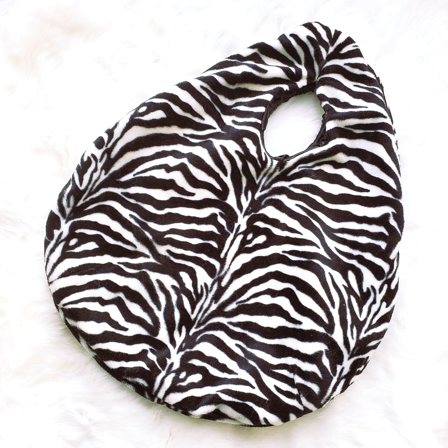 Zebra Print Faux Fur Short Pile Hobo Bag