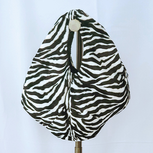 Zebra Print Faux Fur Short Pile Hobo Bag