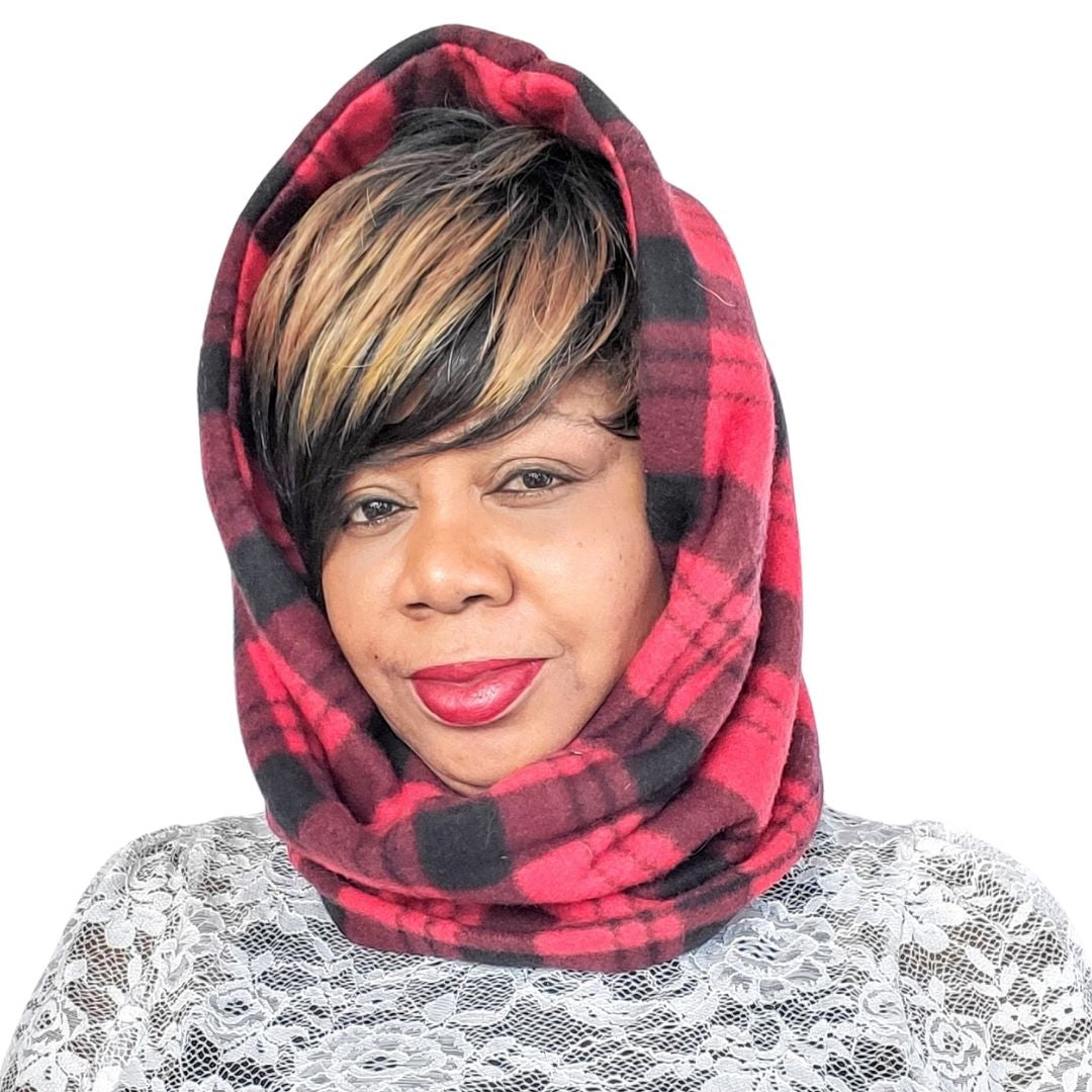 Red and Black Plaid Fleece Infinity Scarf/Neck Warmer